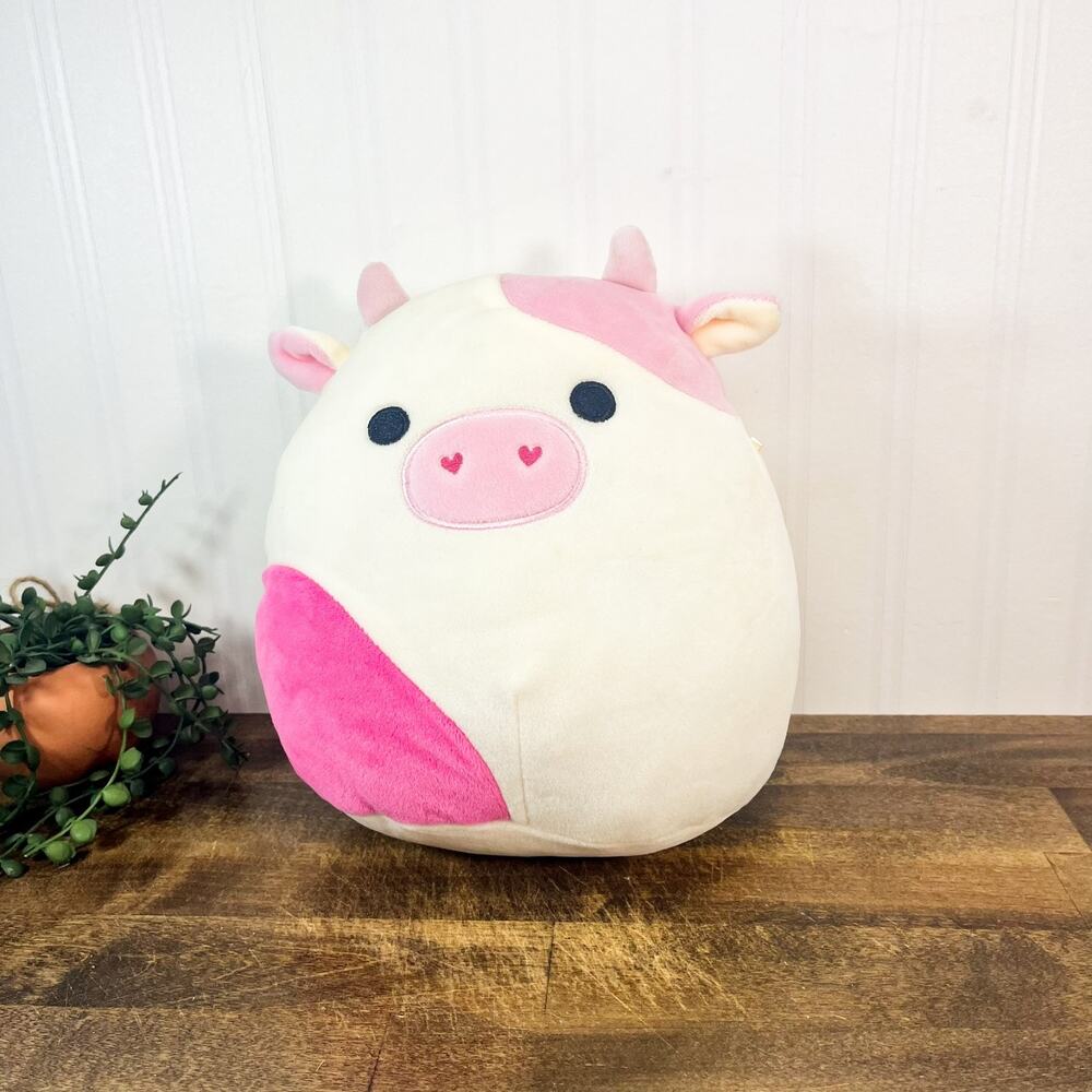 *RARE* Squishmallow 8" Caedyn The Pink Cow Heart Nostrils Valentine Kellytoy